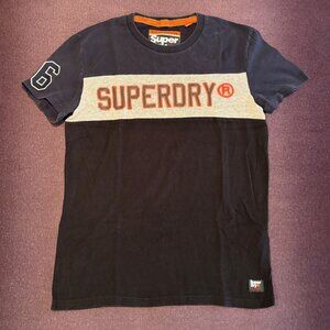 Superdry Blue, Black, & Gray Colorblock Logo T-Shirt
